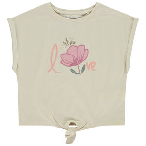 Korte mouwen T-shirt met doosvorm en knoop voor meisjes 