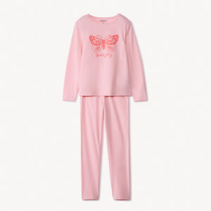 Set pyjama 2 pièces unis avec print papillon pour fille  