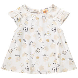 Top met Korte Mouwen en Ruches van Satijn voor Babymeisje 