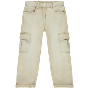 Jeans cargo met overdyed effect voor meisjes 