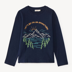 Langarm T-shirt met bergborduursel voor jongens 