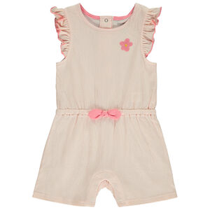 Combishort kreukeffect met geborduurde bloem voor baby meisje 