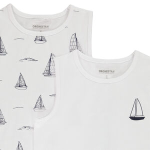 Lot de 2 maillots de corps débardeurs motifs voiliers garçon 