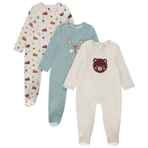 Lot de 3 dors-bien en velours pour bébé garçon avec ouvertures différentes selon l'âge 