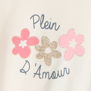 Sweatshirt in fleece met colourblock en sherpa mouwen voor babymeisje 