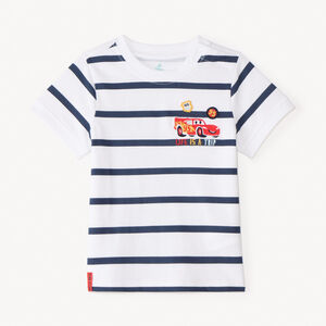 Korte mouwen gestreept T-shirt met borduursel van Flash McQueen Disney-Pixar voor baby jongen 