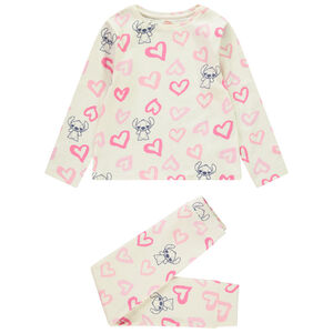 Pyjama 2-delig met hartjesprint/Stitch Disney voor meisjes 