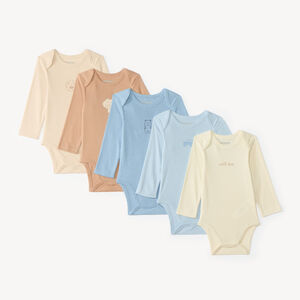 5-pack lange mouw romper voor babyjongens 