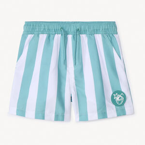 Short de bain rayé avec badge gomme pour garçon 