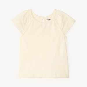 Korte mouwen T-shirt van effen popeline voor babymeisjes 