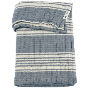 Couverture mousseline prélavée jaquard Stripe - Indigo - 100x150 cm 