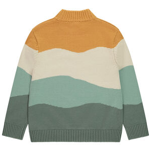 Pull col montant en tricot motif montagne garçon 