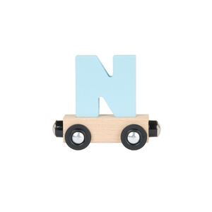 Houten wagon met de letter "N" - blauw 