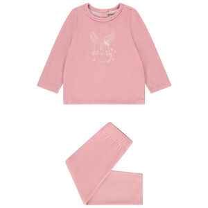 Lange pyjama 2-delig in fluweel voor babymeisje 