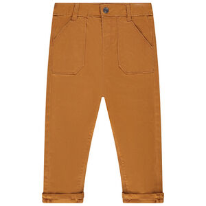 Effen twill broek met opgestikte zakken voor jongen 