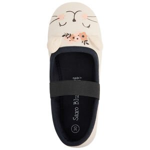 Pantoffels Babies écru met kattenoren voor meisjes 