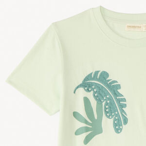 T-shirt manches courtes broderie feuilles tropicales pour garçon 