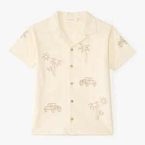 Korte mouwen geborduurde shirt voor jongens 