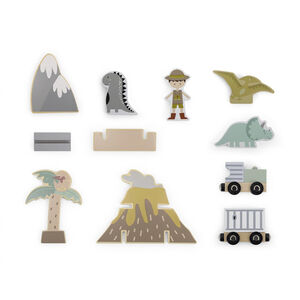Set d'extension pour train en bois Dinosaures 16 pièces 