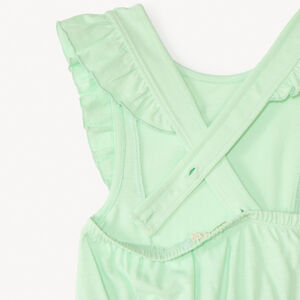 Eénkleurige slub overall met volantbandjes voor meisjes 