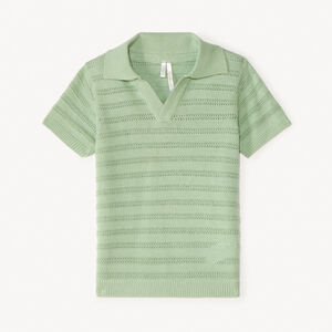 Korte mouwen gebreide polo met fantasie en opengewerkt voor jongensbaby's 