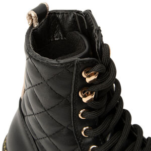 Bottillons effet matelassé à lacets avec semelle chunky et détails à paillettes pour fille 