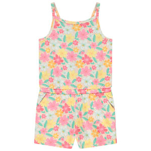 Korte jumpsuit in jersey slub met bloemenprint voor meisjes 