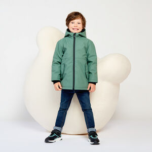 Parka met capuchon en rubber en micropolaire voering voor jongens 