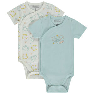 Set van 2 bodies met korte mouwen met fantasiedieren voor baby jongen 