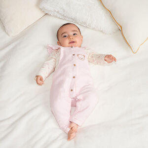 Ensemble salopette et t-shirt manches longues motifs ourson pour bébé fille 
