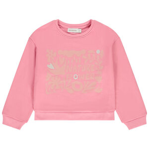 Sweatshirt korte oversize fantasieprint voor meisjes 