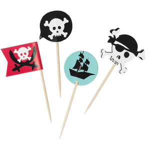 x 10 houten taartpiekjes verjaardag Piraat 