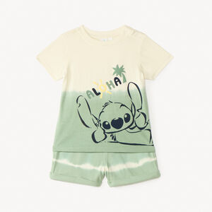 Set van 2 stuks t-shirt + short met Stitch Disney-print voor babyjongens 
