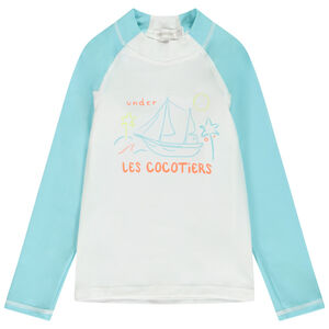 Lange mouwen anti-UV T-shirt SPF 50+ print voilier voor jongens 