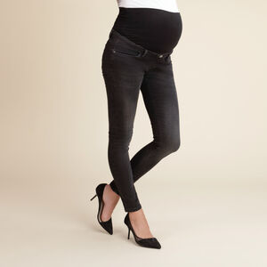Legging noir taille haute et molletonné motif jean délavé