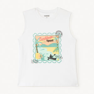 Mouwloos shirt met stempelprint voor jongens 