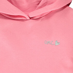 Effen sweater van geborsteld molton met borduursel voor meisjes 