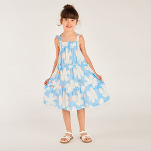 Robe à bretelles en seersucker imprimé fleuri pour fille 