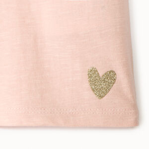 Set van 3 effen korte mouw t-shirts voor babymeisje met glitterprint gouden hartje 