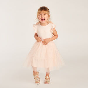 Twee-in-één jurk met vliegende mouwen voor meisjes. 