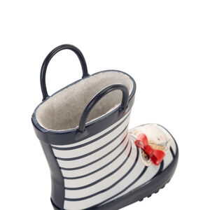 Gestreepte regenlaarzen met handvat en fantasie patch voor meisjes 