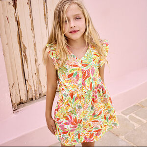 Mouwloze jurk met plantenprint voor meisjes 