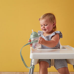 antivalbevestiging voor voorwerpen voor kinderwagen hoge stoel en autostoel in saliegroen 