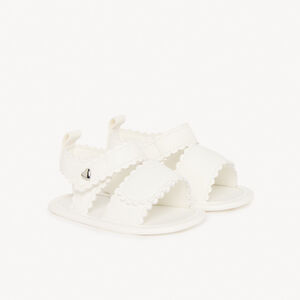 Open-toe witte klittenbandsandalen met golven voor meisjesbaby's 