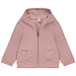 Vest met lange mouwen in fleece met hartvormige kangoeroezak voor meisjes 