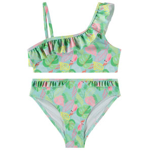 Maillot de bain 2 pièces asymétrique imprimé jungle fille 