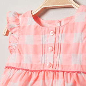 Robe en coton bio à carreaux et fruits brodés 