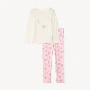 Set pyjama lang met kawaii pretzelmotief voor meisjes 