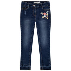 Slimfit jeans met geborduurde bloemen, voor meisjes , Orchestra