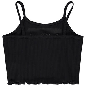 Débardeur court effet côtelé à broderie fille 